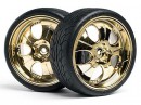 Колесо в зборі 1/10 OnRoad SUPER LOW TREAD TIRE (GOLD / 4pcs) (HPI4723)