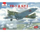 Сборная модель Amodel Советский бомбардировщик TB-1 & KP-1 airborne landing craft 1:72 (AMO72351