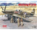 Збірна модель ICM Винищувач Mustang P-51B USAF з пілотами та техніками, IIСВ 1:48 (ICM48125)