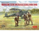 Сборная модель ICM Немецкий учебный самолет Bucker Bu 131D с немецкими кадетами, 1939-1945 г. 1:32 (ICM32034)