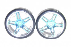 Колесо в сборе 1/10 хром синий Drift Rim & Tire Complete, компл. 2 шт (Himoto, 07003PB)