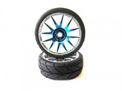 Колесо в зборі 1/16 EP Blue Chrome Rim Tire Complete, 2 шт (Himoto, 82829PB)