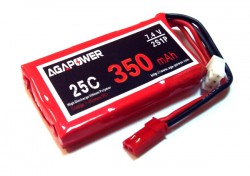 Акумулятор AGA POWER Li-Po 350mAh 7.4V 2S 25C Softcase 10x25x40мм JST