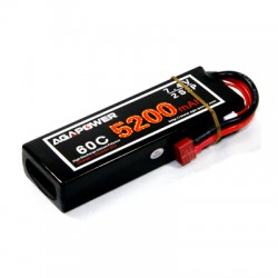 Аккумулятор AGA POWER Li-Po 5200mAh 7.4V 2S1P 60C Hardcase 25x47x138мм T-Plug