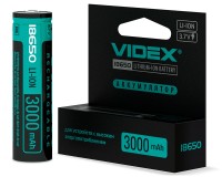 Аккумулятор 3,7V Li-Ion Videx 18650 3000mAh с защитой (1 шт)
