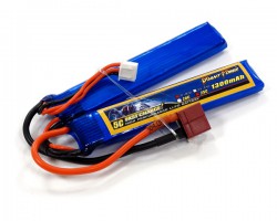 Акумулятор для страйкболу Dinogy Li-Pol 7.4V 2S 1300mAh 25C 2 пелюстки 7.5х18х96мм T-Plug