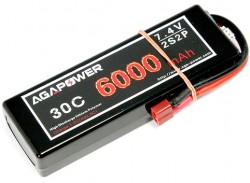 Аккумулятор Li-Po Aga Power Hardcase 7,4V 2S2P T-Plug (6000 mAh 30C) (AGA30-6000-2S-H)