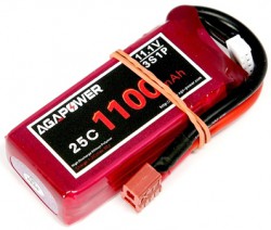 Акумулятор Li-Po Aga Power Softcase T-Plug 11,1V 3S (1100 mAh 25C) (AGA25-1100-3S-S)
