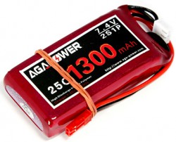 Акумулятор Li-Po Aga Power Softcase 7,4V 2S JST (1300 mAh 25C) (AGA25-1300-2S-S)