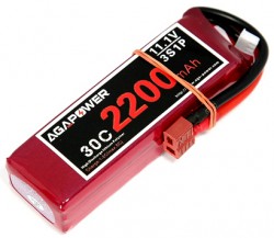 Аккумулятор 11.1V 2200 mAh 3S1P 30C Soft Case T-Plug (Aga Power, AGA30-2200-3S-S)