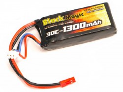 Аккумулятор Black Magic 7,4В (2S) 1300 мАг JST-BEC штекер LiPo 30C М'який чохол (для WLToys V666)