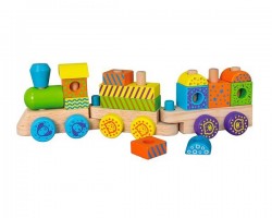 Дерев'яний поїзд Viga Toys Кубики (50572)