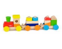 Дерев'яний поїзд Viga Toys Кольорові кубики (51610)