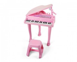 Детское пианино синтезатор Baoli Маленький музыкант с микрофоном и стульчиком 37 клавиш Розовый