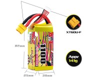 Акумулятор GNB 14.8V 1100mah 140C 4S1P XT60U ціна