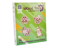 Конструктор дерев''яний Wood Trick Набір міні-3D пазлів №3 Жабка, Равлик, Яблуко, Пряник