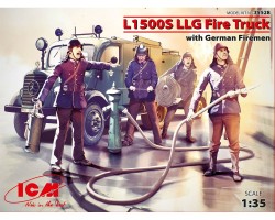 Збірні фігурки ICM Пожежна машина L1500S LLG і німецькі пожежні, IIМВ 1:35 (ICM35528)