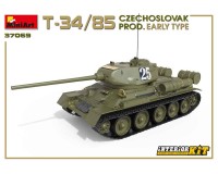 Збірна модель MiniArt Танк Т-34-85 чехословацького виробництва (ранній тип) з інтер'єром 1:35 (MA37069)