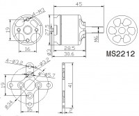 Мотор T-Motor MS2212-13 KV980 2-3S 160W для мультикоптеров