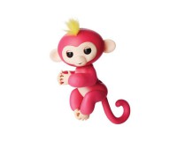 Интерактивная ручная обезьянка на батарейках Happy Monkey (розовая)