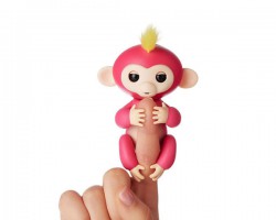 Интерактивная ручная обезьянка на батарейках Happy Monkey (розовая)