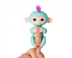Интерактивная ручная обезьянка на батарейках Happy Monkey (бирюзовая)