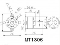 Мотор безколекторний T-MOTOR MT1306 3100kv 6A / 44W для авіамоделей