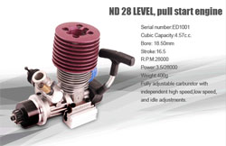 ДВС 0.28 / 4,57 см3 ND 28 LEVEL pull starter engine (Nanda Racing, ED1001)