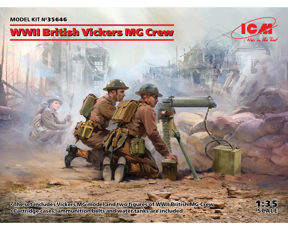 Сборные фигурки ICM Расчет британского пулемета Vickers, IIМВ 1:35 (ICM35646)