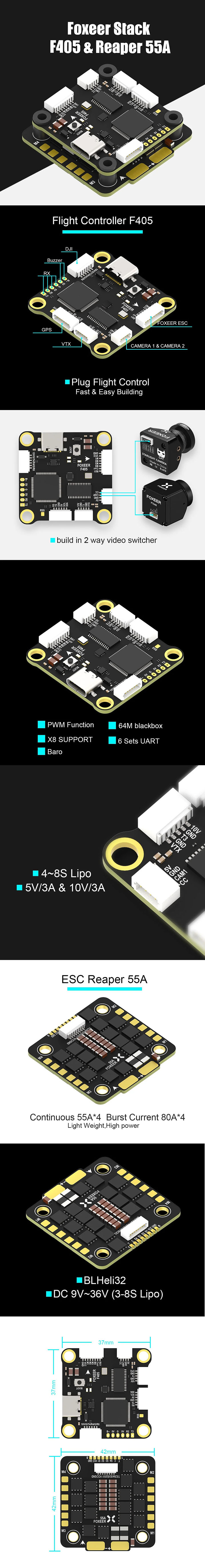 Foxeer Stack F405 V2 FC Reaper 55A ESC