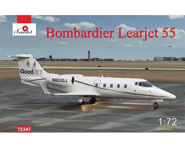 Сборная модель Amodel Пассажирский реактивный самолет Bombardier Learjet 55 1:72 (AMO72347)
