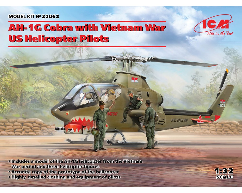 Сборная модель ICM Американский ударный вертолет AH-1G Cobra с американскими пилотами, война во Вьетнаме 1:32 (ICM32062)