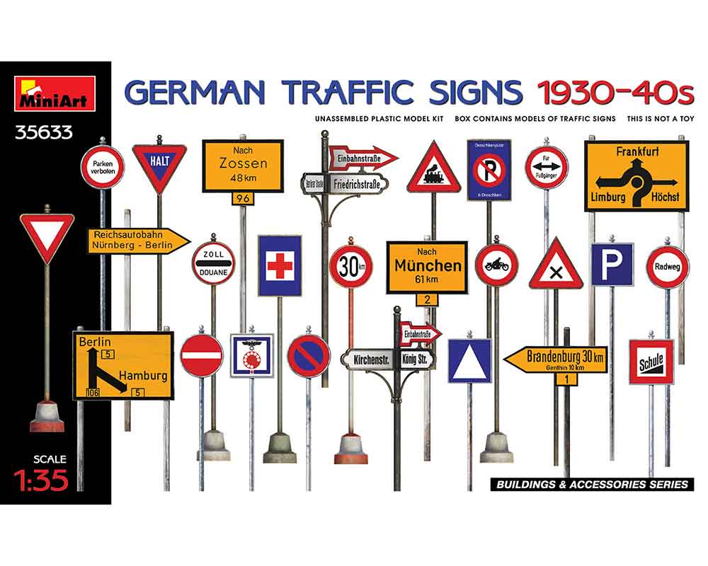 Збірна модель MiniArt Німецькі дорожні знаки 1930-40-х рр 1:35 (MA35633)