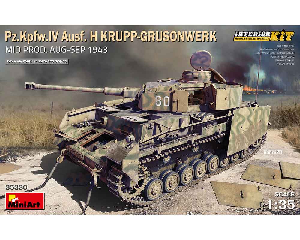 Сборная модель MiniArt Немецкий танк Pz.Kpfw.IV Ausf. H Krupp-Grusonwerk с интерьером 1:35 (MA35330