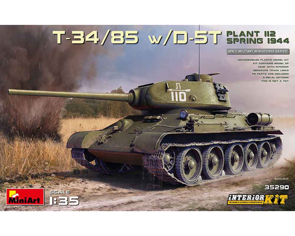 Сборная модель MiniArt Танк T-34/85 с пушкой D-5T. Plant 112. Spring 1944. Interior kit 1:35 (MA35290)