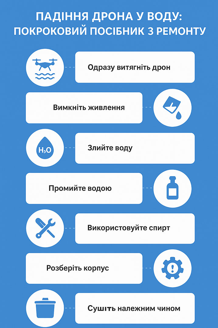 Падіння дрона у воду: покроковий посібник з ремонту