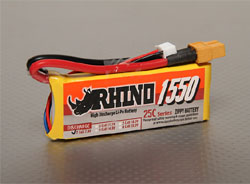 Аккумулятор 7.4V 1550mAh 2S 25C (Rhino, R1550-25-2)