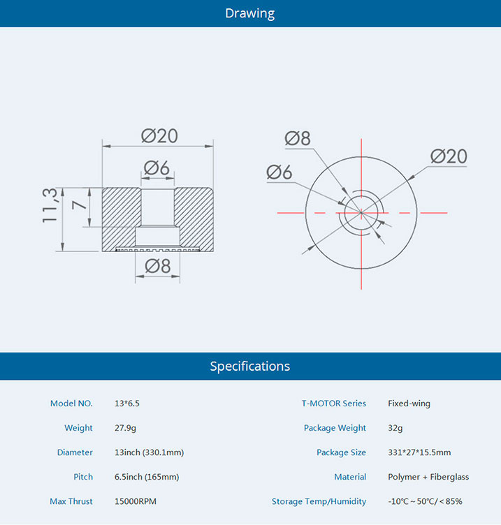 T-Motor TF15x8 Glider/UAV