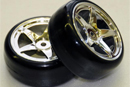 Колесо в сборе 1/10 5-spoke drift tire silver, 2шт. (Nanda Racing, WA2055)
