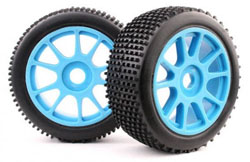 Колесо в сборе 1/8 Buggy RacingSpike/Blue Spoke Tires 2шт. (Nanda Racing, WB1031)