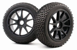 Колесо в сборе 1/8 Buggy RacingSpike/Black Spoke Tires, компл. 2 шт (Nanda Racing, WB1032)