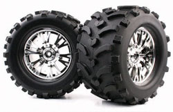 Колесо в сборе 1/8 Monster Chromed Mechanix/Split-V Tire for Raptor-x 2шт. (Nanda Racing, WC1008)
