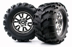 Колесо в сборе 1/8 Monster Truck Tires chrome Mechanix/Fangs 2шт. (Nanda Racing, WC1012)