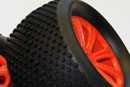 Колесо в сборе 1/8 Truggy NRT-3 TIRES Флуоресцентно-оранжевий 8-спицевий / SPIKES 2шт. (Nanda Racing, WC1054)
